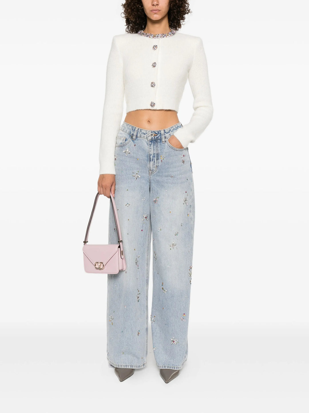Cream Embellished Trim Cardigan