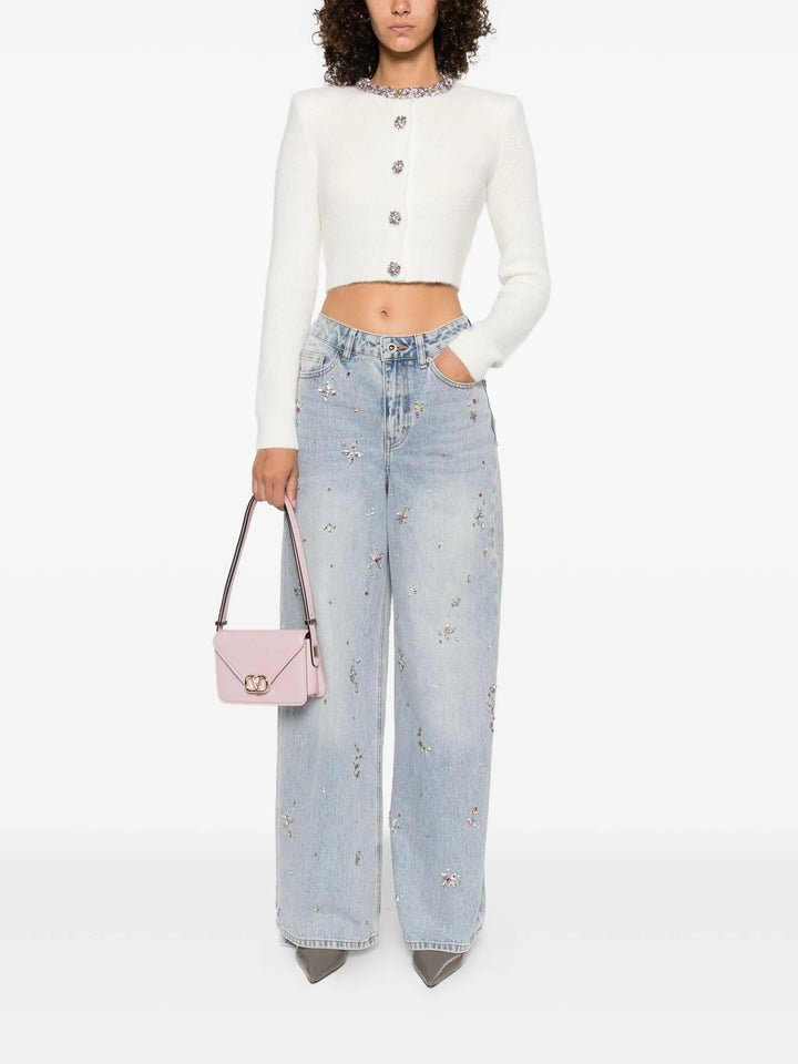 Cream Embellished Trim Cardigan