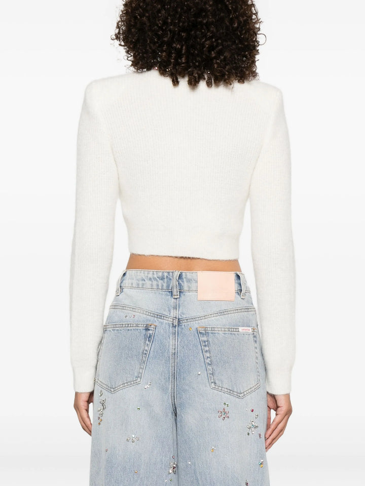 Cream Embellished Trim Cardigan