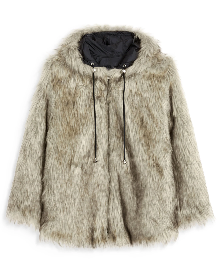 Reversible Faux Fur Hood Jacket