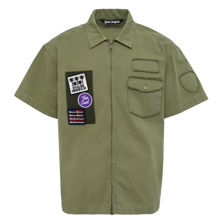 Military Patch Zipped Shirt