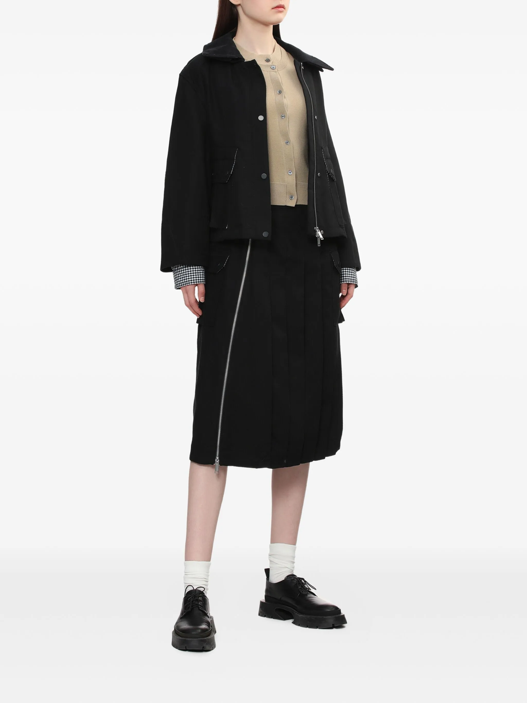Cropped Flounce Combo Jacket