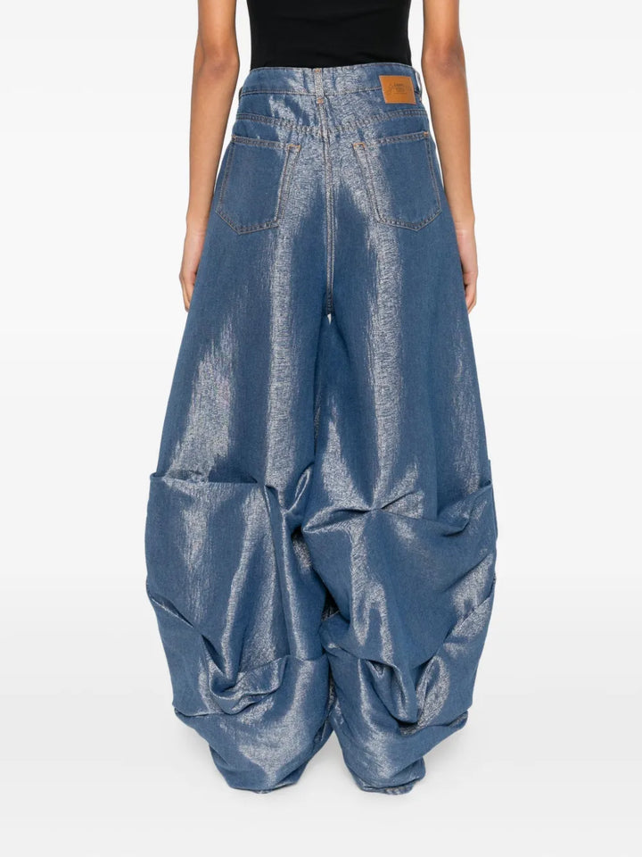 Shiny Weft Denim Baggy Pants