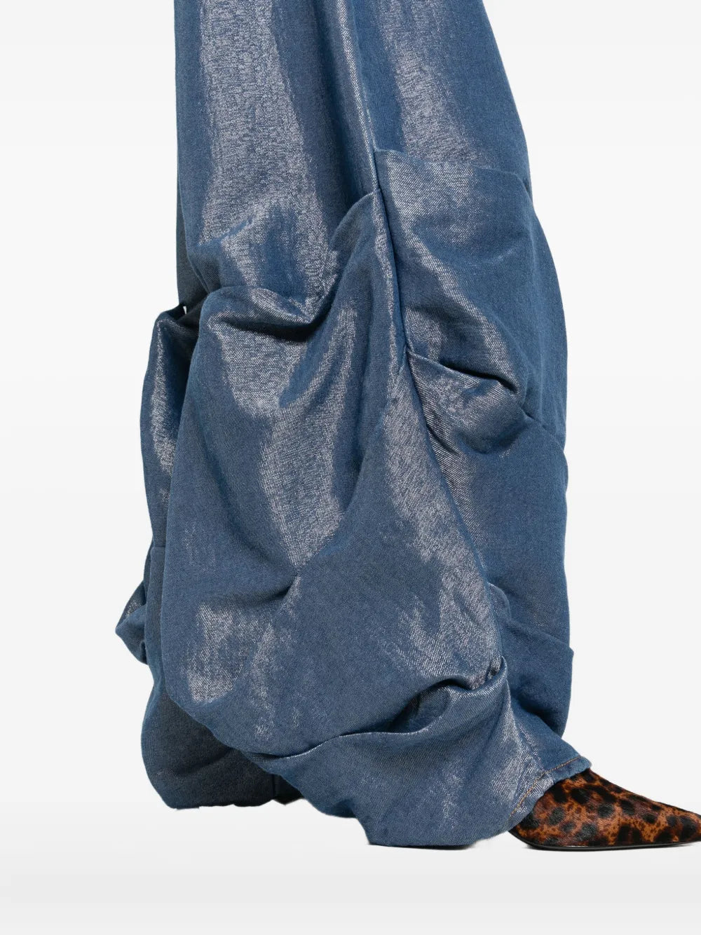 Shiny Weft Denim Baggy Pants