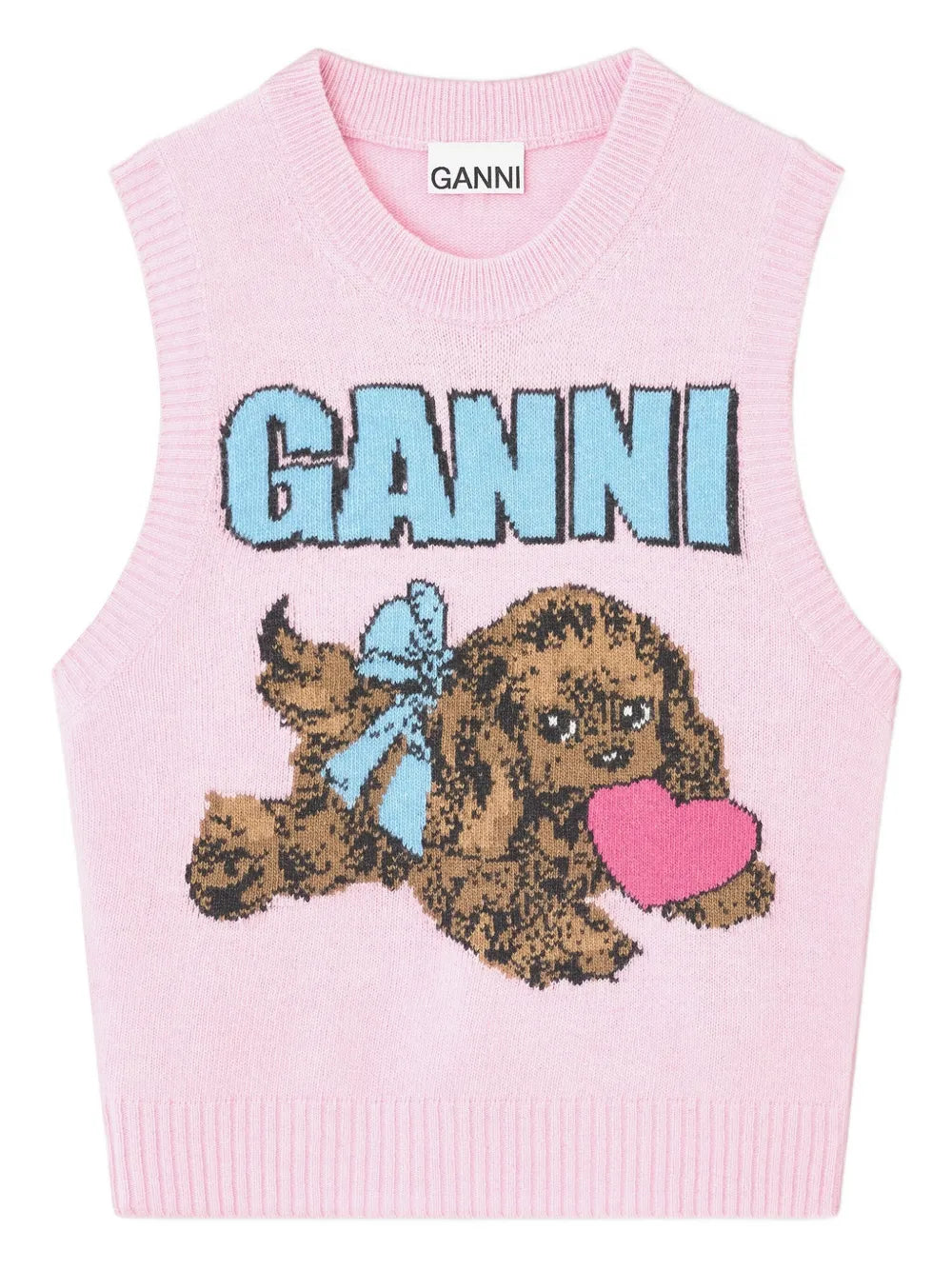 Graphic Wool Mix Pink Puppy Top