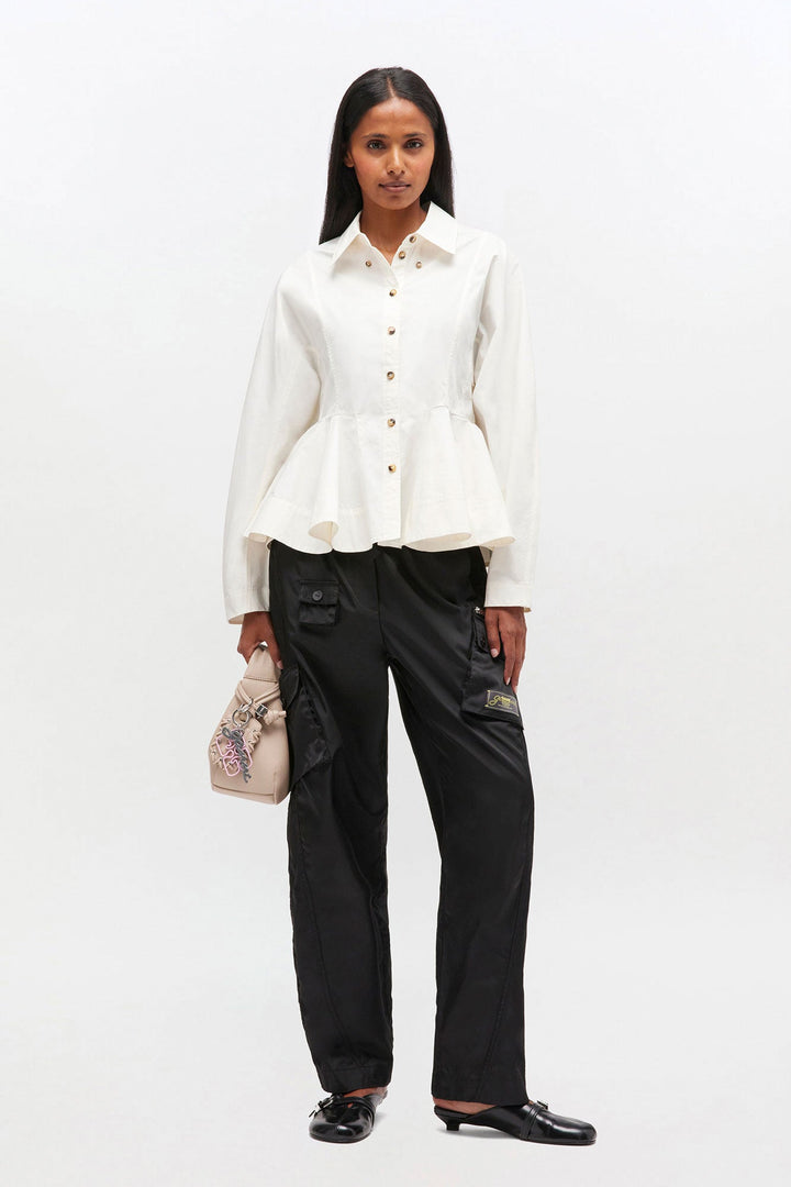 Stretch Cotton Peplum Shirt
