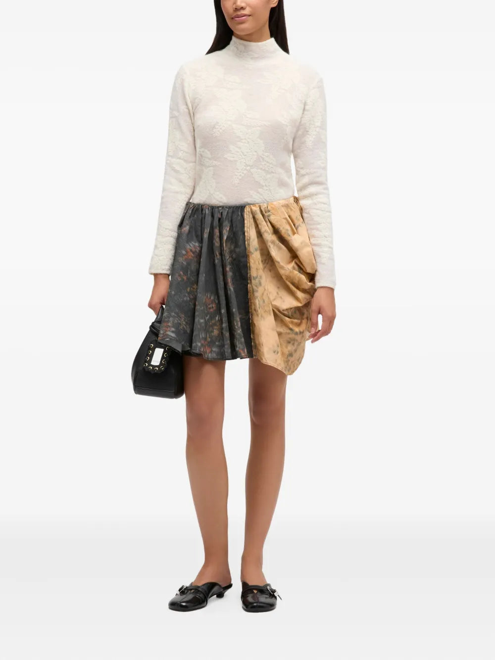 Printed Stretch Cotton Draped Skirt