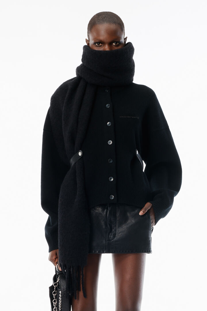 Wool Cotton Draped Back Cardigan