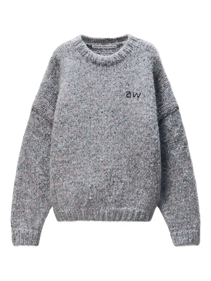 Oversized Pullover With Hand-Crochet Logo