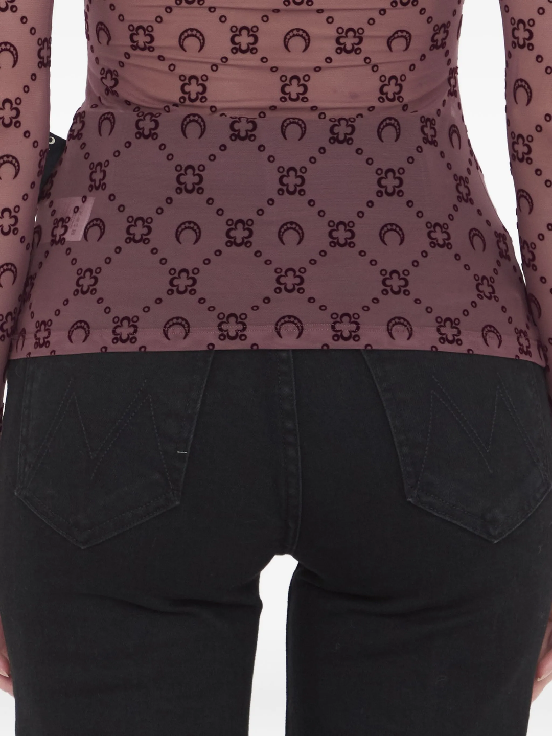 Moonogram Mesh Flock High Neck Tee