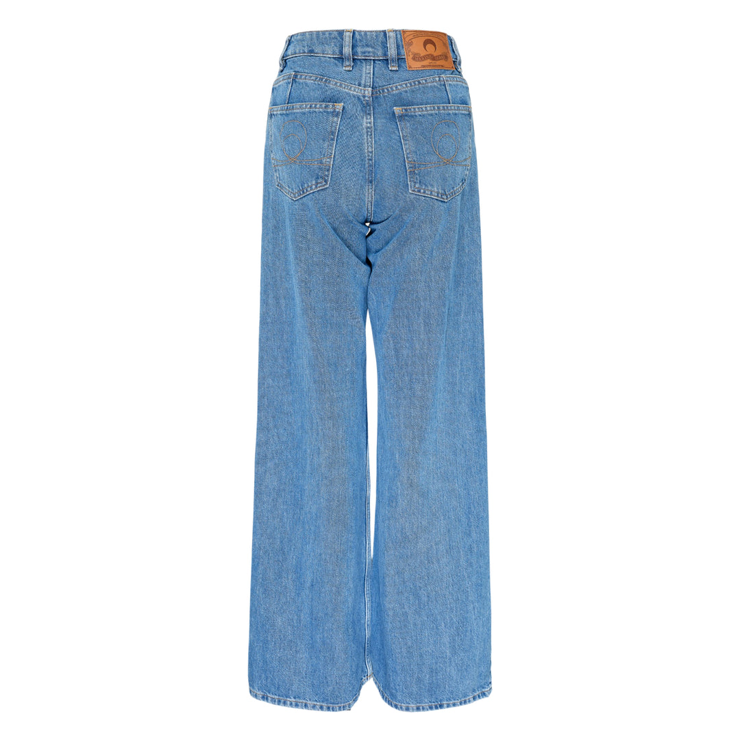 Moon Laser Blue Wash Wide-Leg Jeans