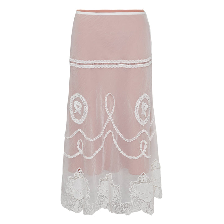 White Lace Trim Mix Skirt