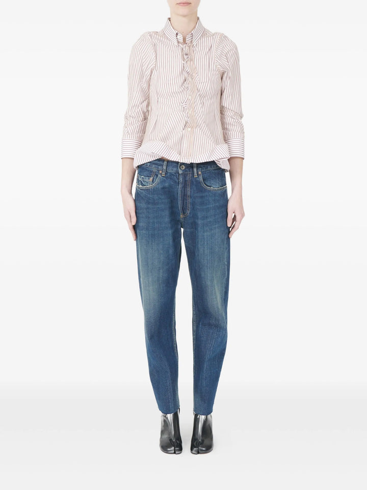 Striped Poplin Tulle Shirt