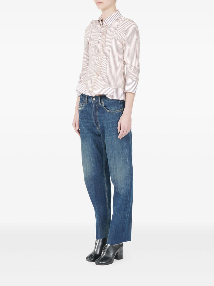 Striped Poplin Tulle Shirt