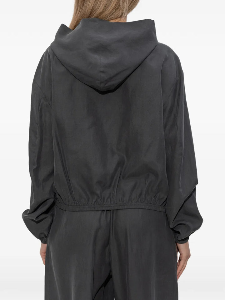Drapey Hoodie With Front Placket