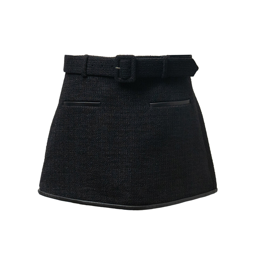 Black Boucle Mini Skirt