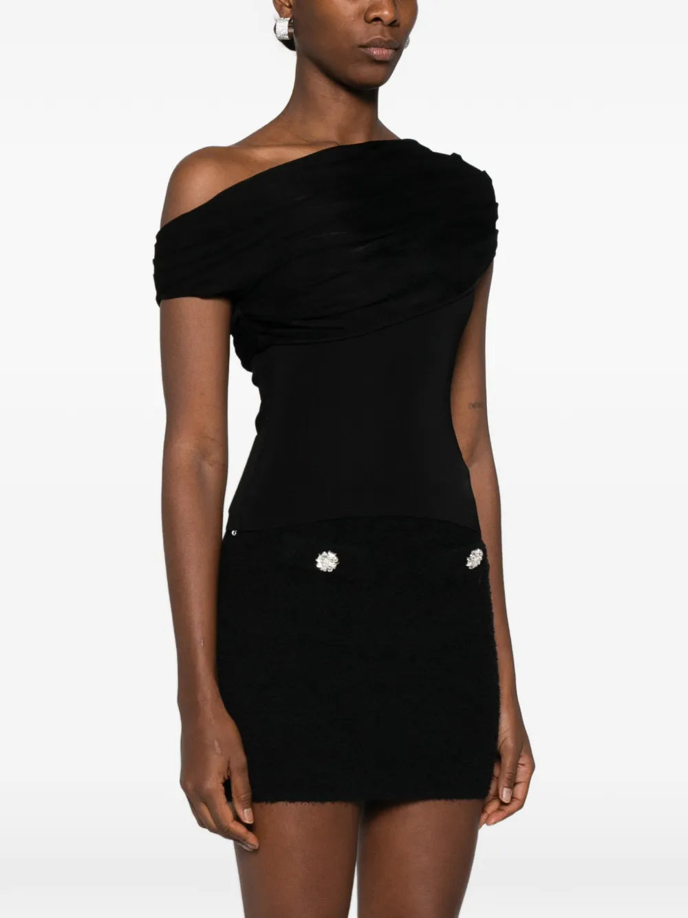 Black Draped Knit Top