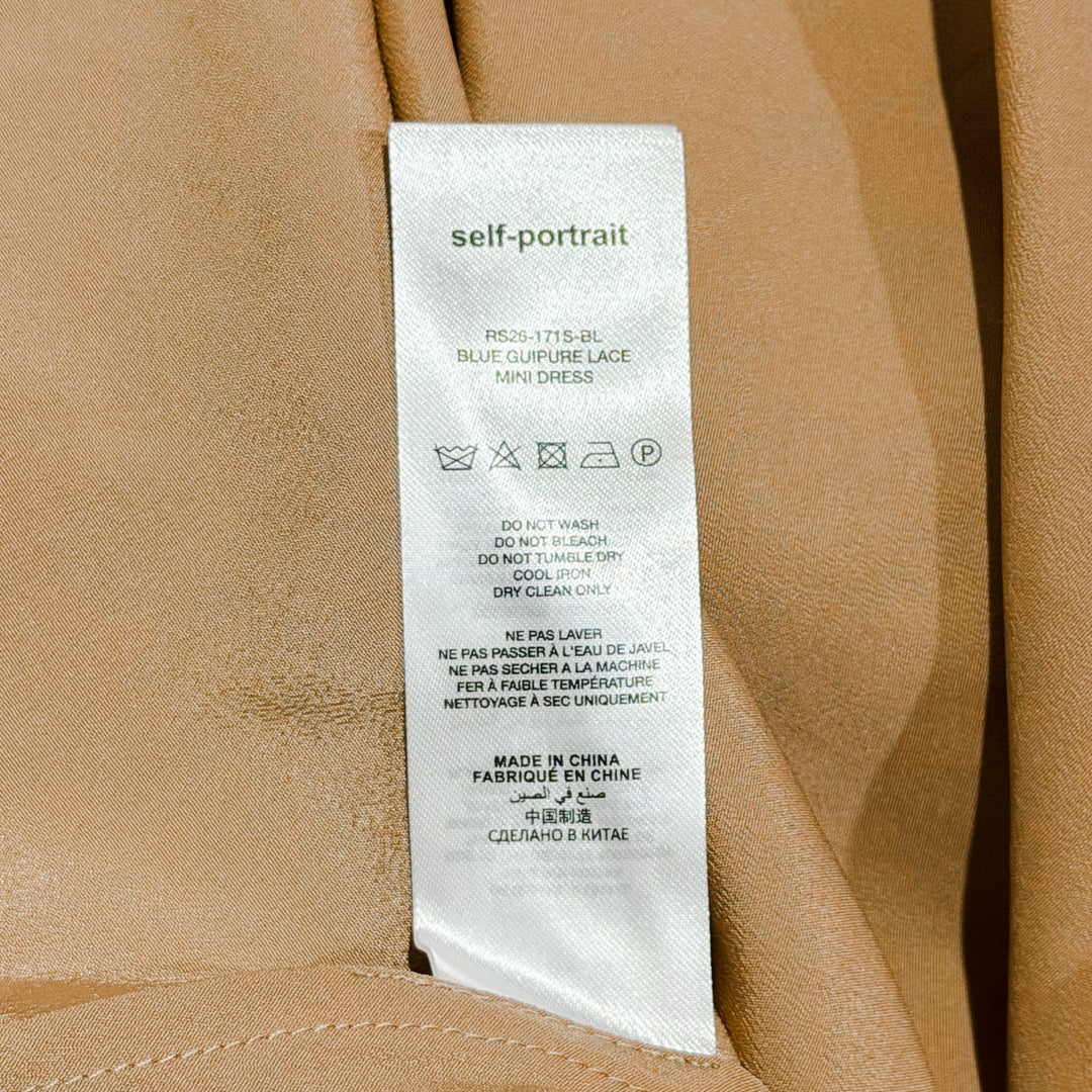 Blue Guipure Lace Mini Dress