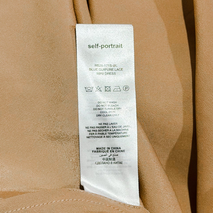 Blue Guipure Lace Mini Dress