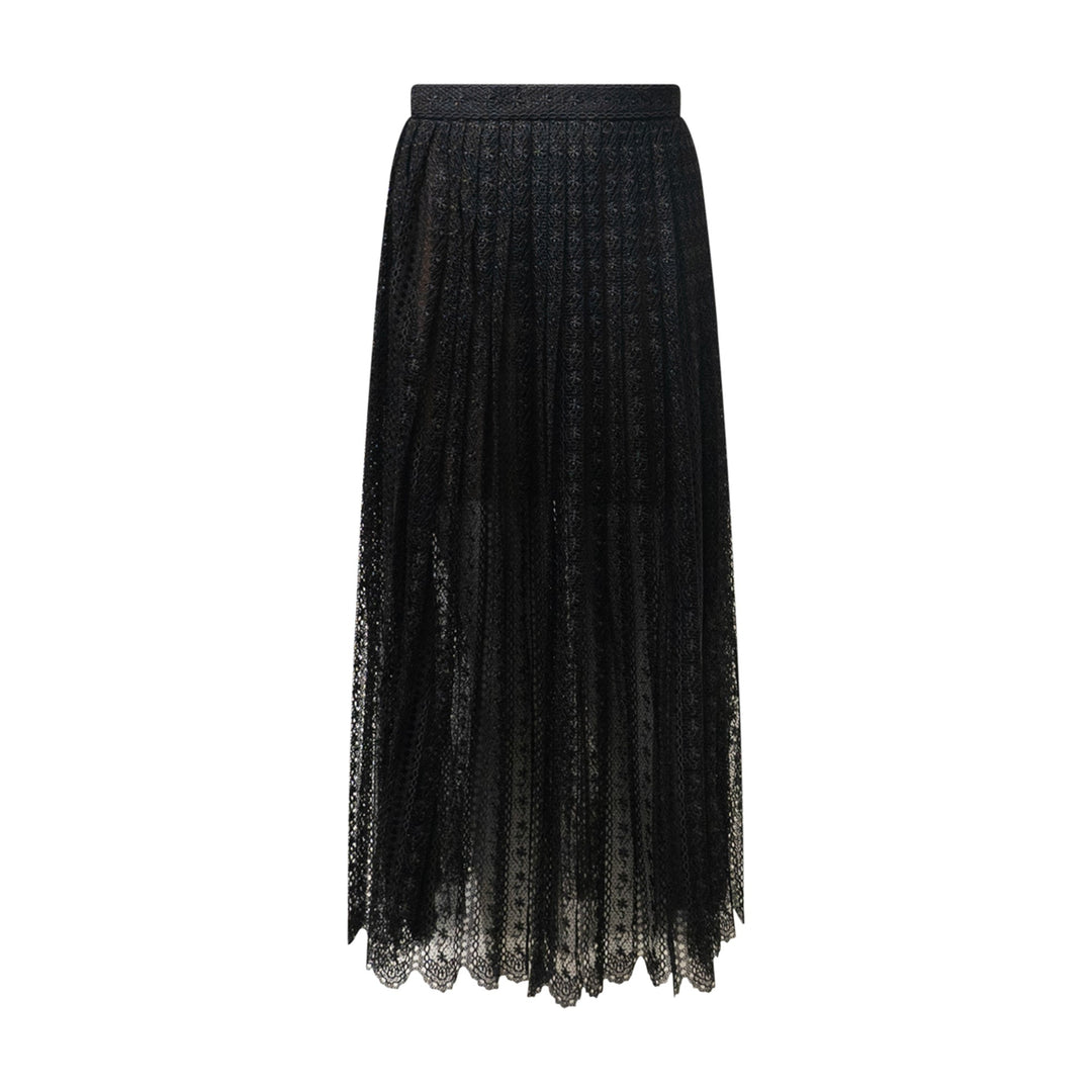 Black Organza Lace Midi Skirt