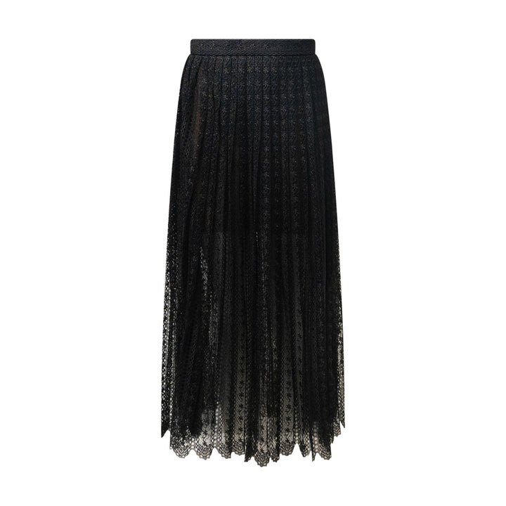 Black Organza Lace Midi Skirt