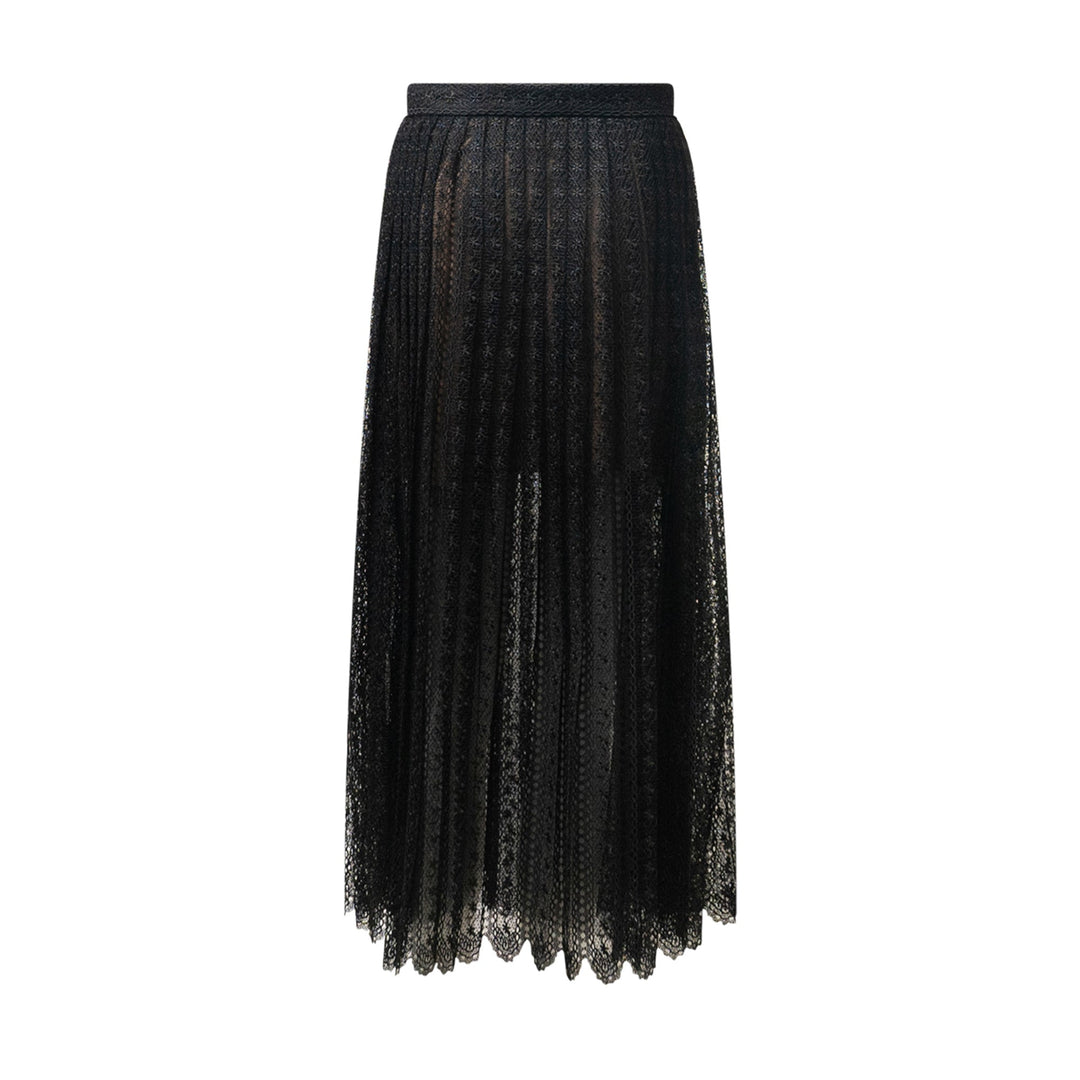 Black Organza Lace Midi Skirt