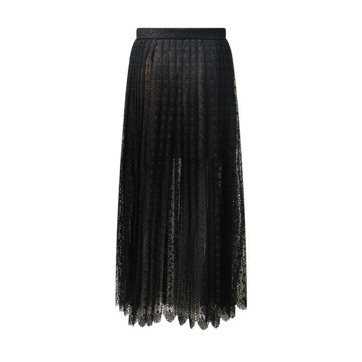Black Organza Lace Midi Skirt