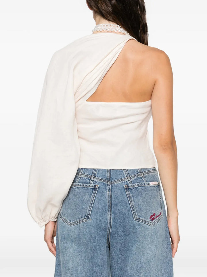 Cream Draped Sleeve Top