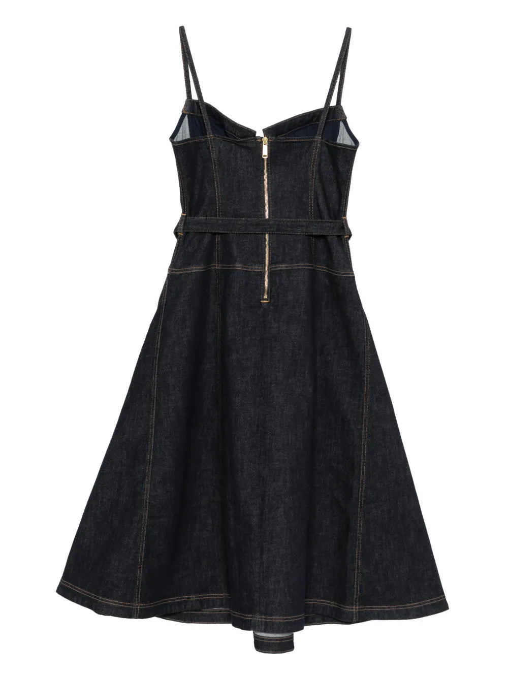 Indigo Denim Flared Midi Dress