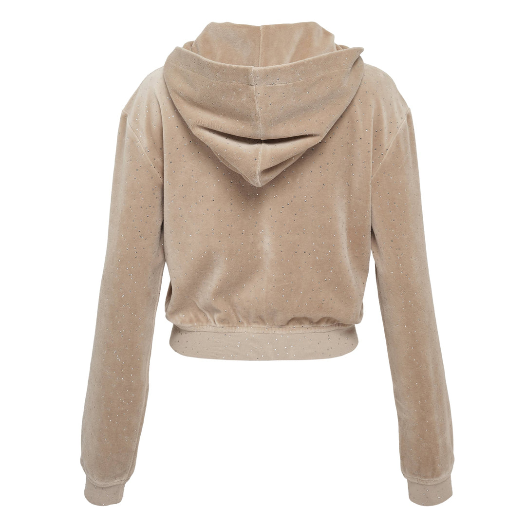 Crystal Hotfix Velour Shrunken Hoodie