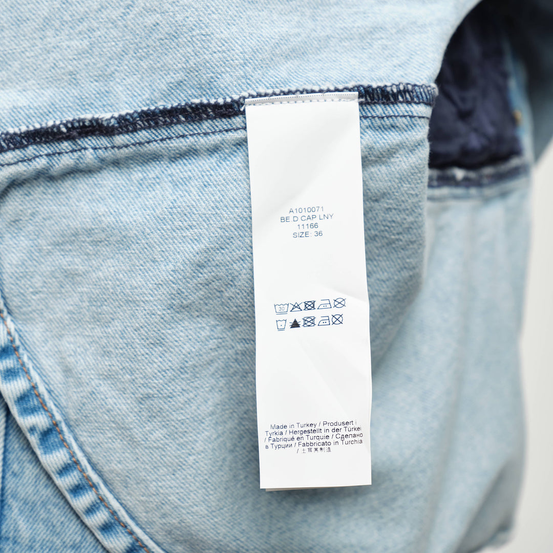 Rigid Denim Padded Peplum Jacket