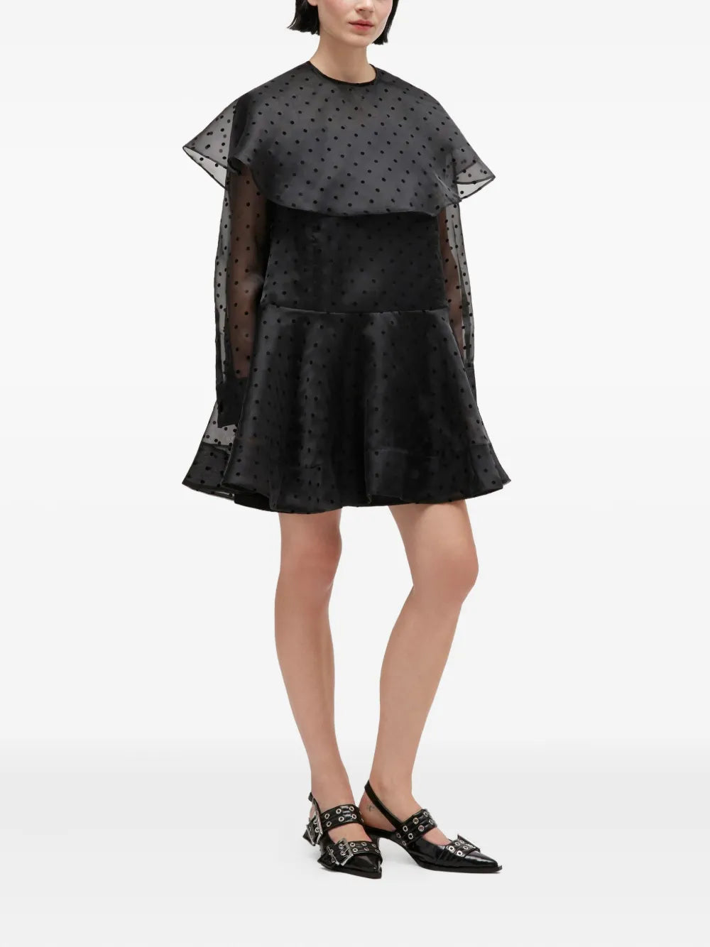 Flocked Organza Mini Dress