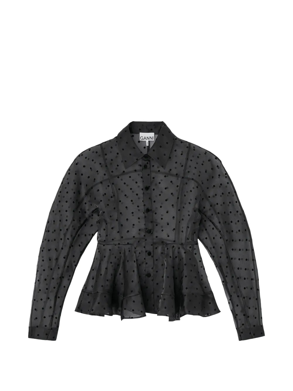 Flocked Organza Peplum Shirt