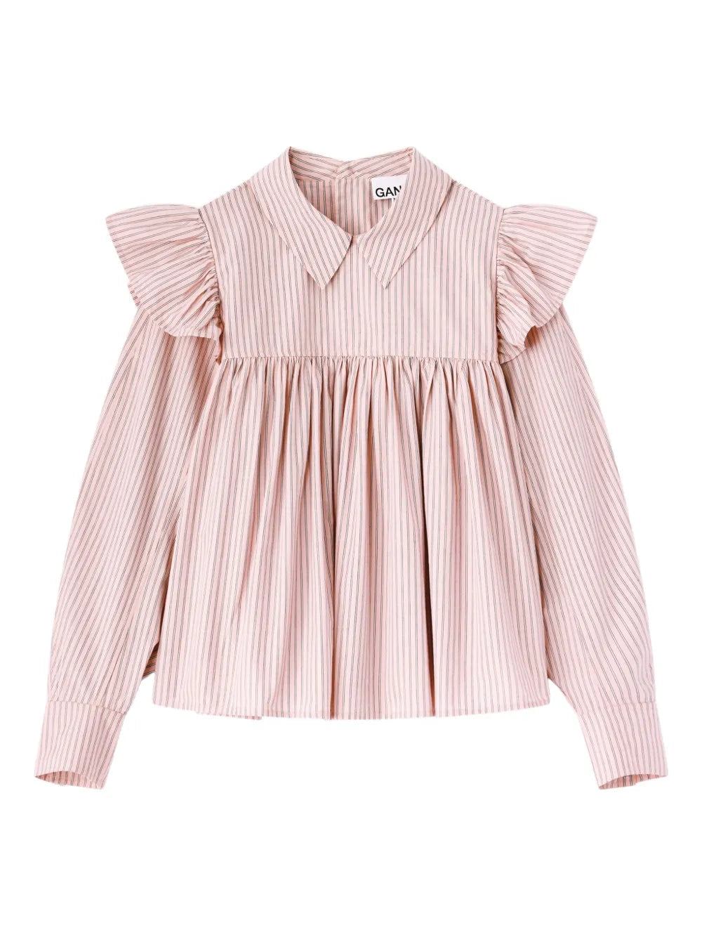Oxford Stripe Frill Blouse