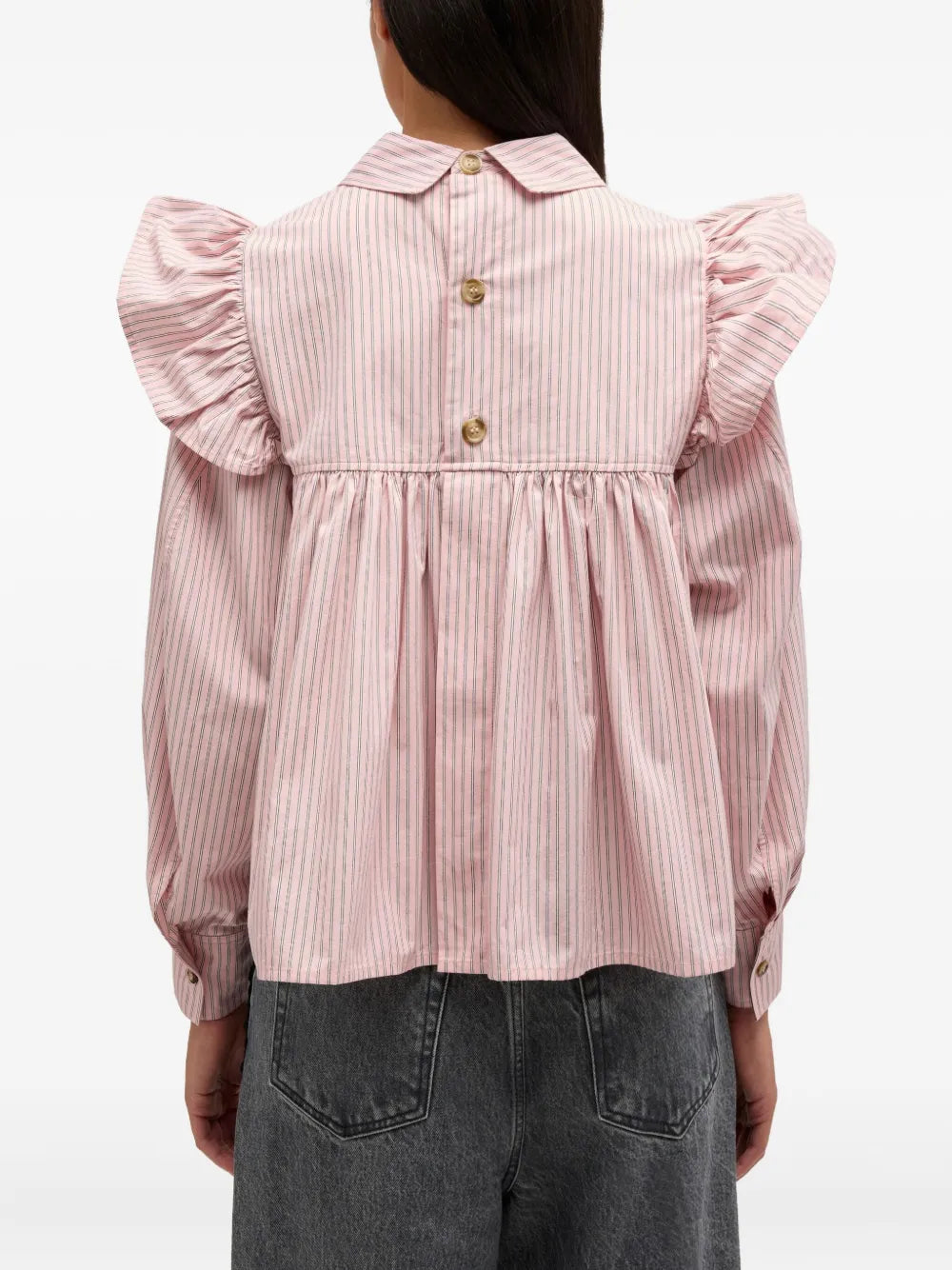 Oxford Stripe Frill Blouse