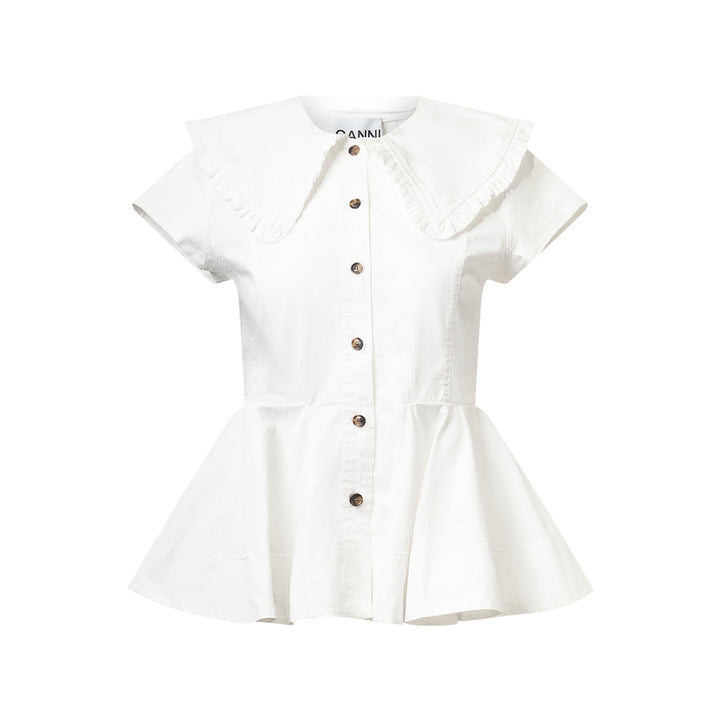 Stretch Cotton Peter Pan Collar Top