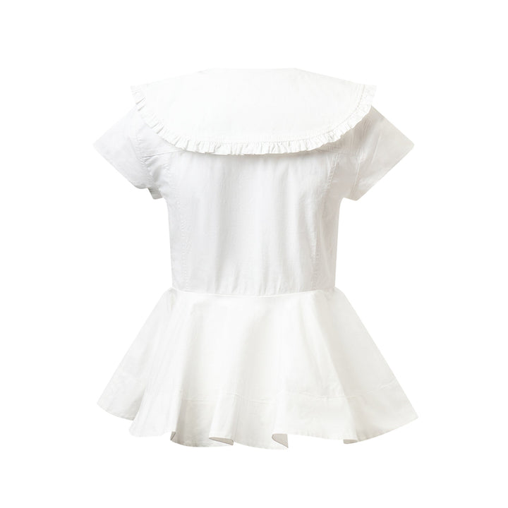 Stretch Cotton Peter Pan Collar Top