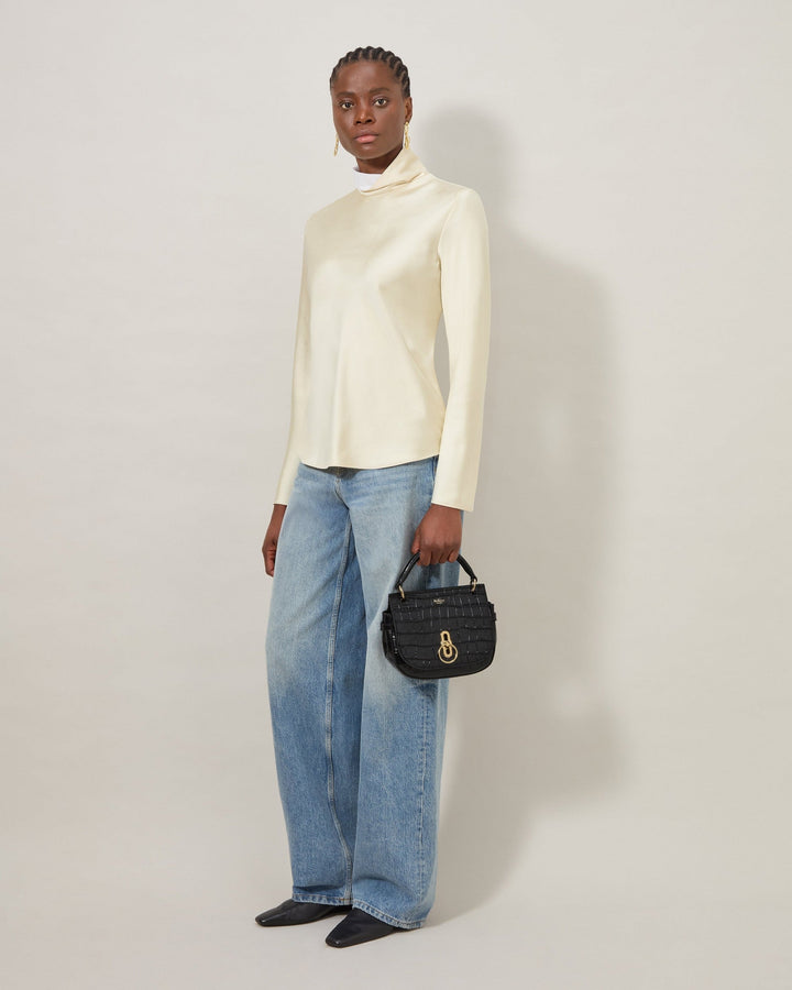Small Amberley Satchel Top Handle Shiny Small Croc