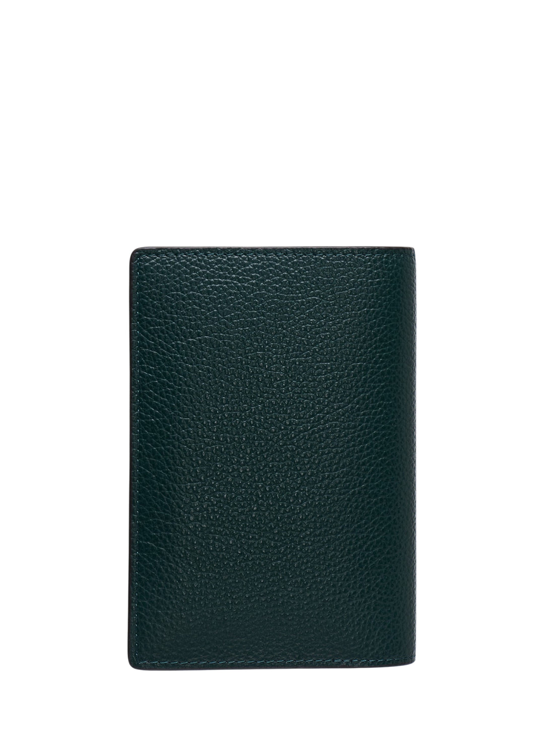 Mulberry Passport Cover in forest green pebbled leather with gold-tone embossed branding, front view - view 2
