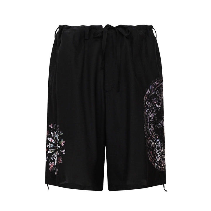 Yohji Yamamoto Asymmetric Printed Shorts – Available at Club 21, Official Retailer in Singapore, Malaysia & Thailand with Global Shipping Online