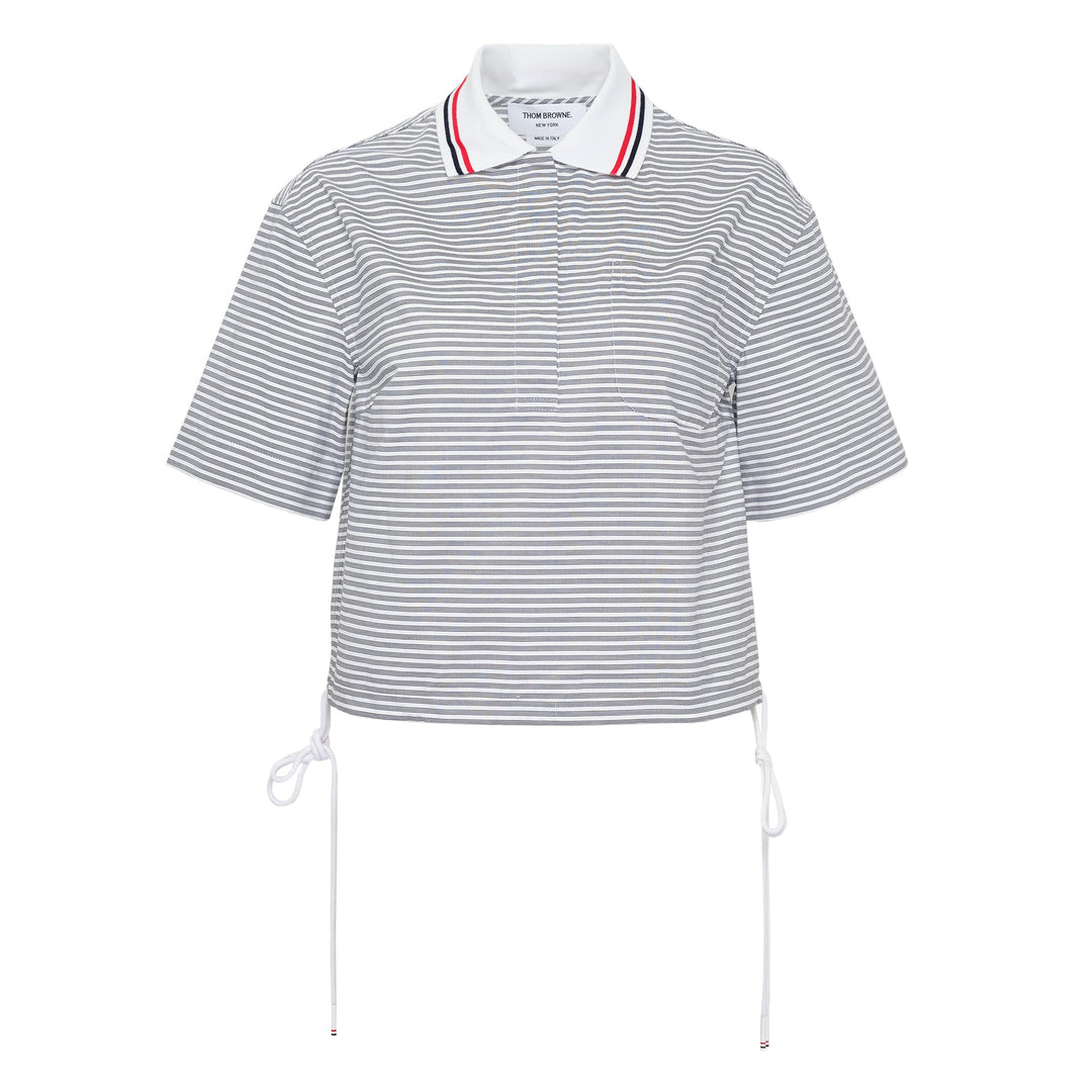 Drawstring Hem Polo Top