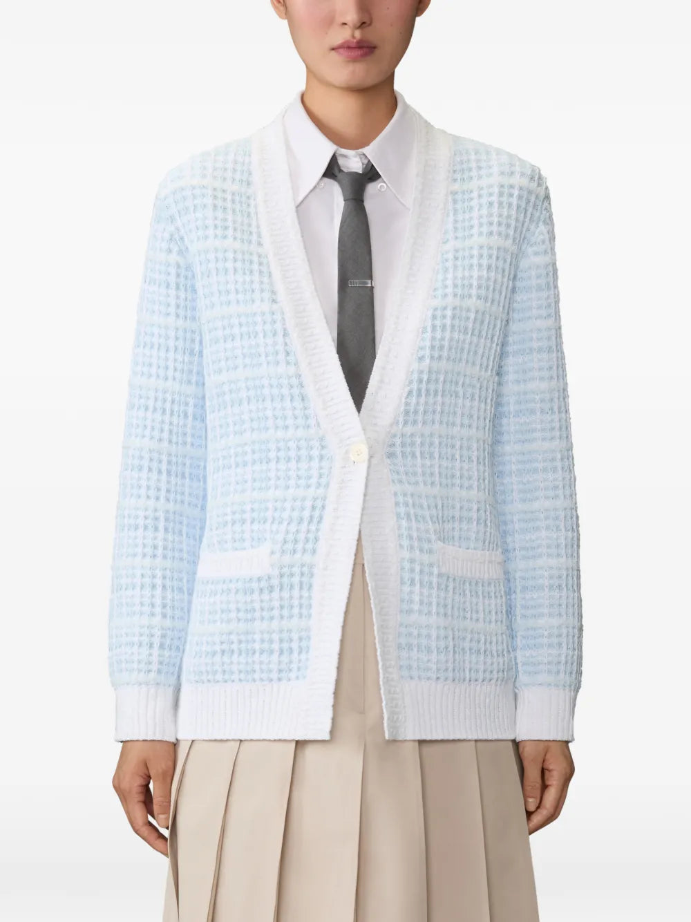 All Over Tuck Stitch Tweed Cardigan