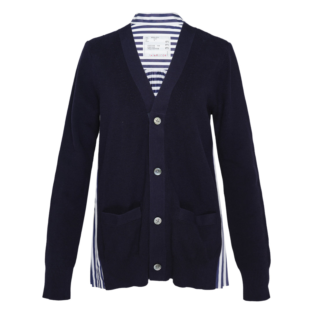 sacai Cotton Knit x Cotton Poplin Cardigan – Available at Club 21, Official Retailer in Singapore, Malaysia & Thailand with Global Shipping Online