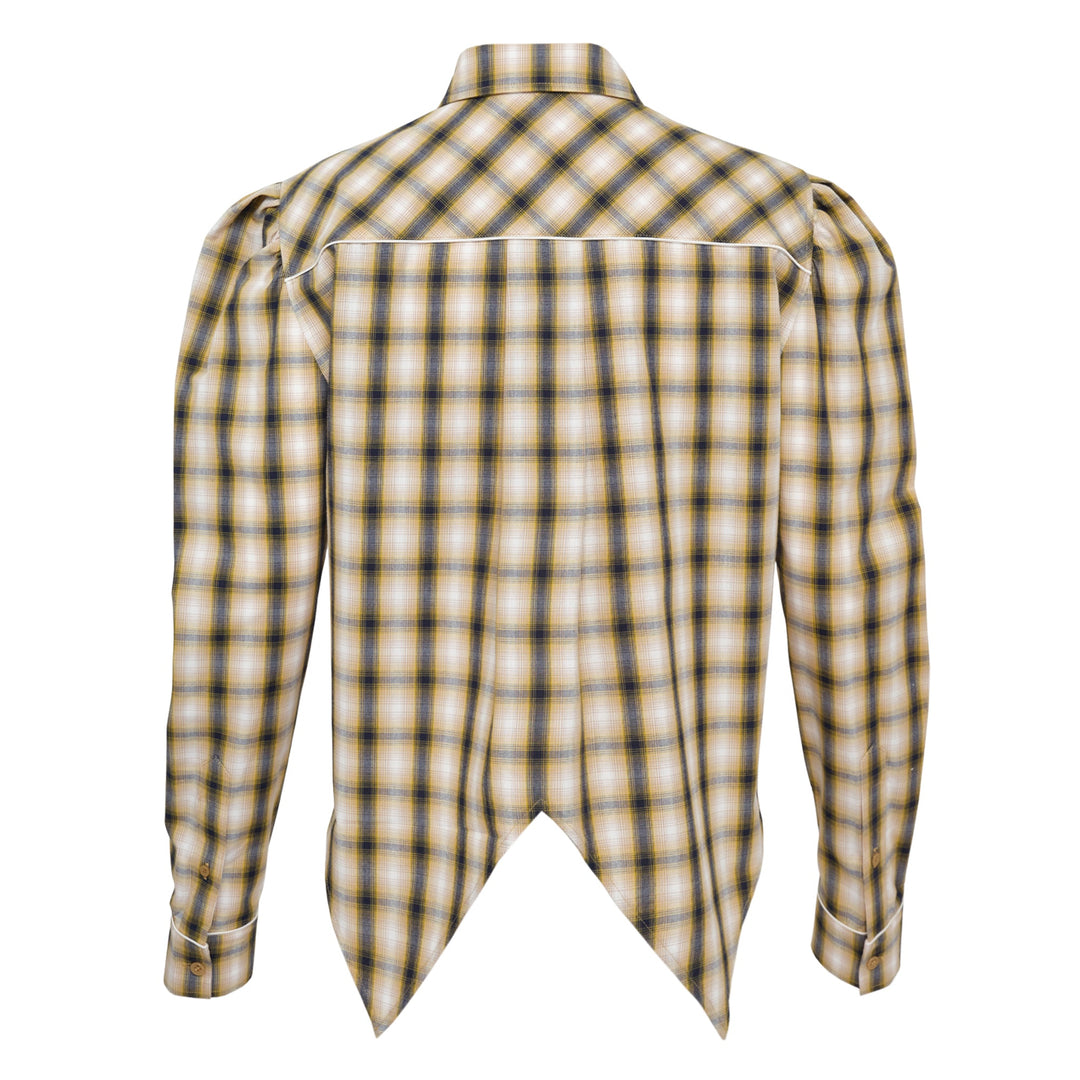 Yellow Check Western Puff Shirt