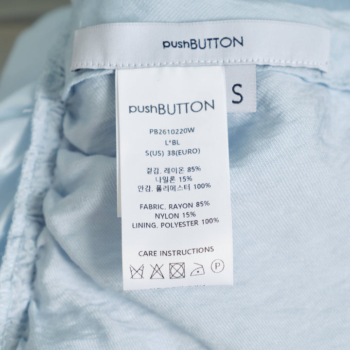 Light Blue Asymmetric Puffed Sleeve Top