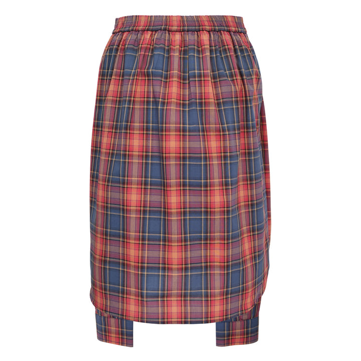 Red Check Shirt-Wrapped Skirt