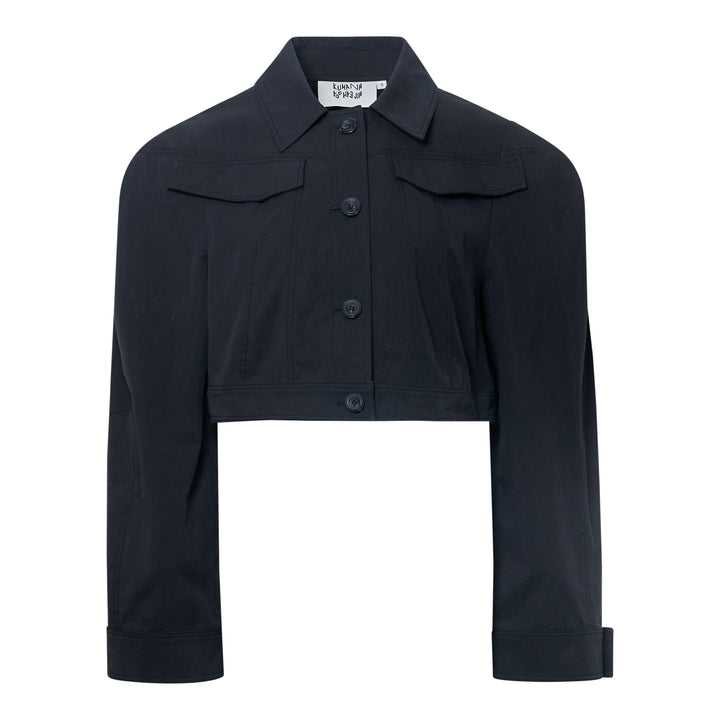 Navy Signature Cropped Trucker