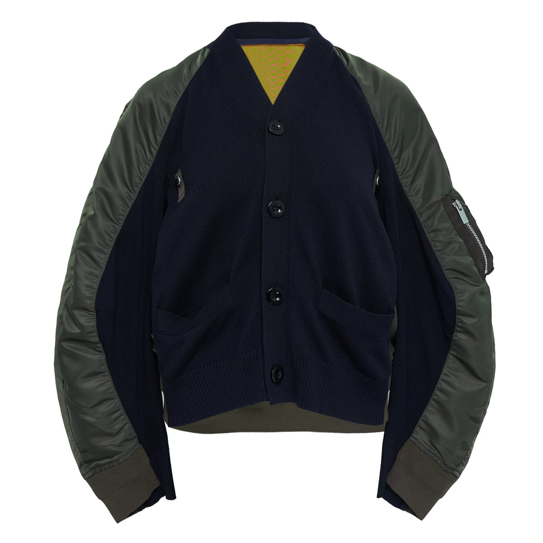 Nylon Twill x Knit Cardigan