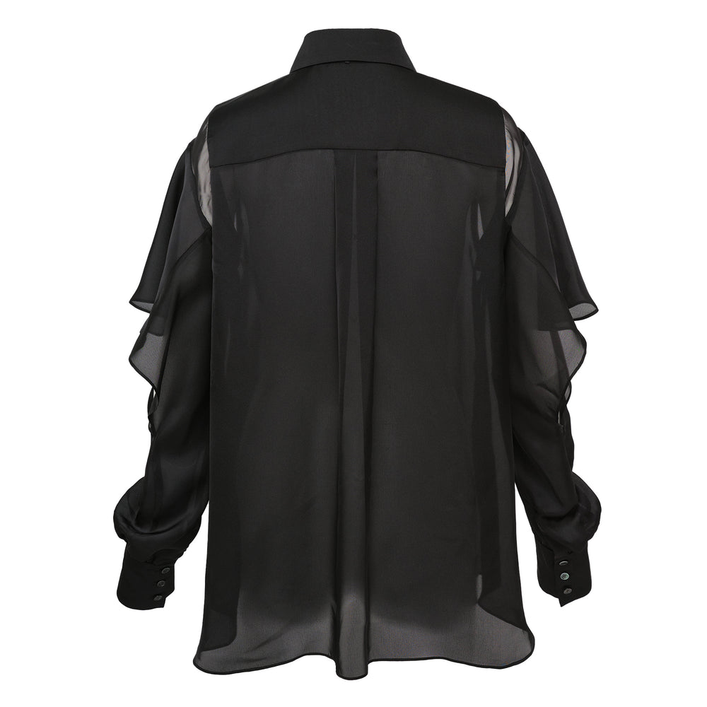sacai Satin x Chiffon Shirt - view 2