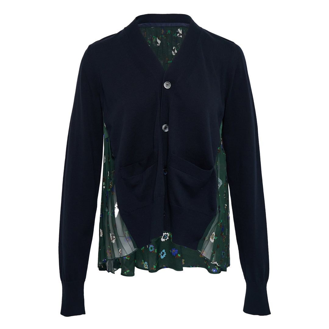 Floral Print x Cotton Knit Cardigan